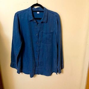 Old Navy Large Women's Blue Chambray Tencel Button Front Blou